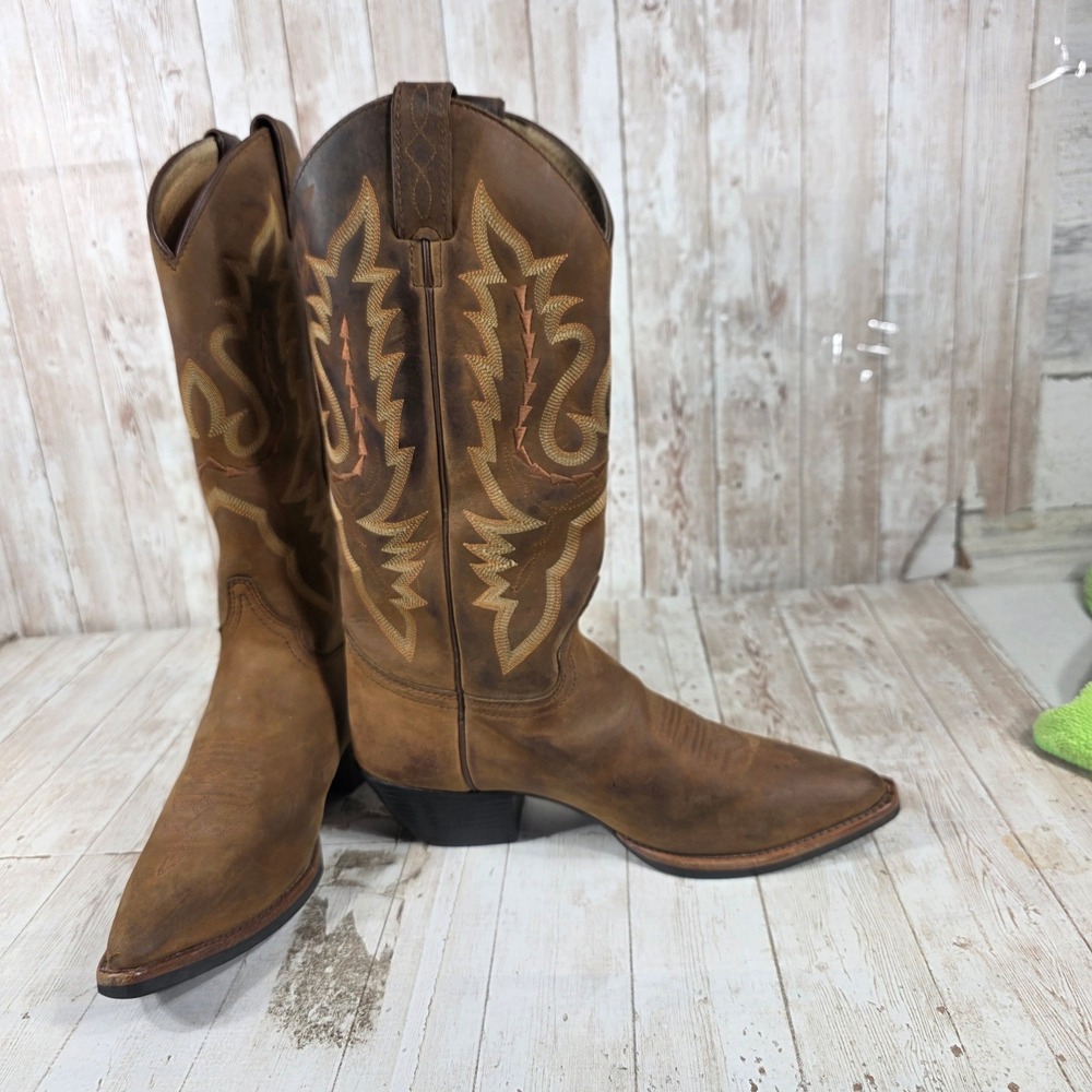 Justin L4956 Womens Brown Leather Pointed Toe Western Boots Size 6.5B - Picture 6 of 8